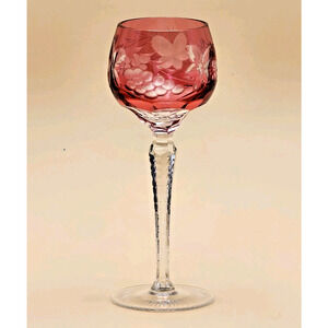 Nachtmann Traube Cranberry - Ruby Red Cut to Clear Crystal Hock Wine Goblet 8.5"